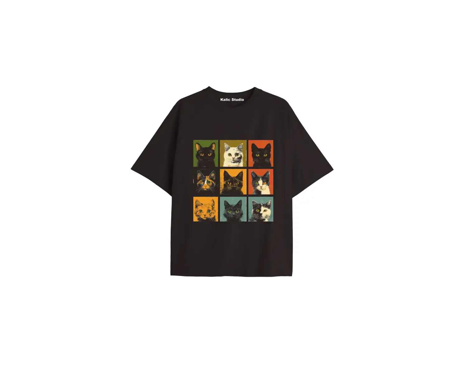 Y2k vintage Cats Baskılı Sİyah T-shirt KOD 31