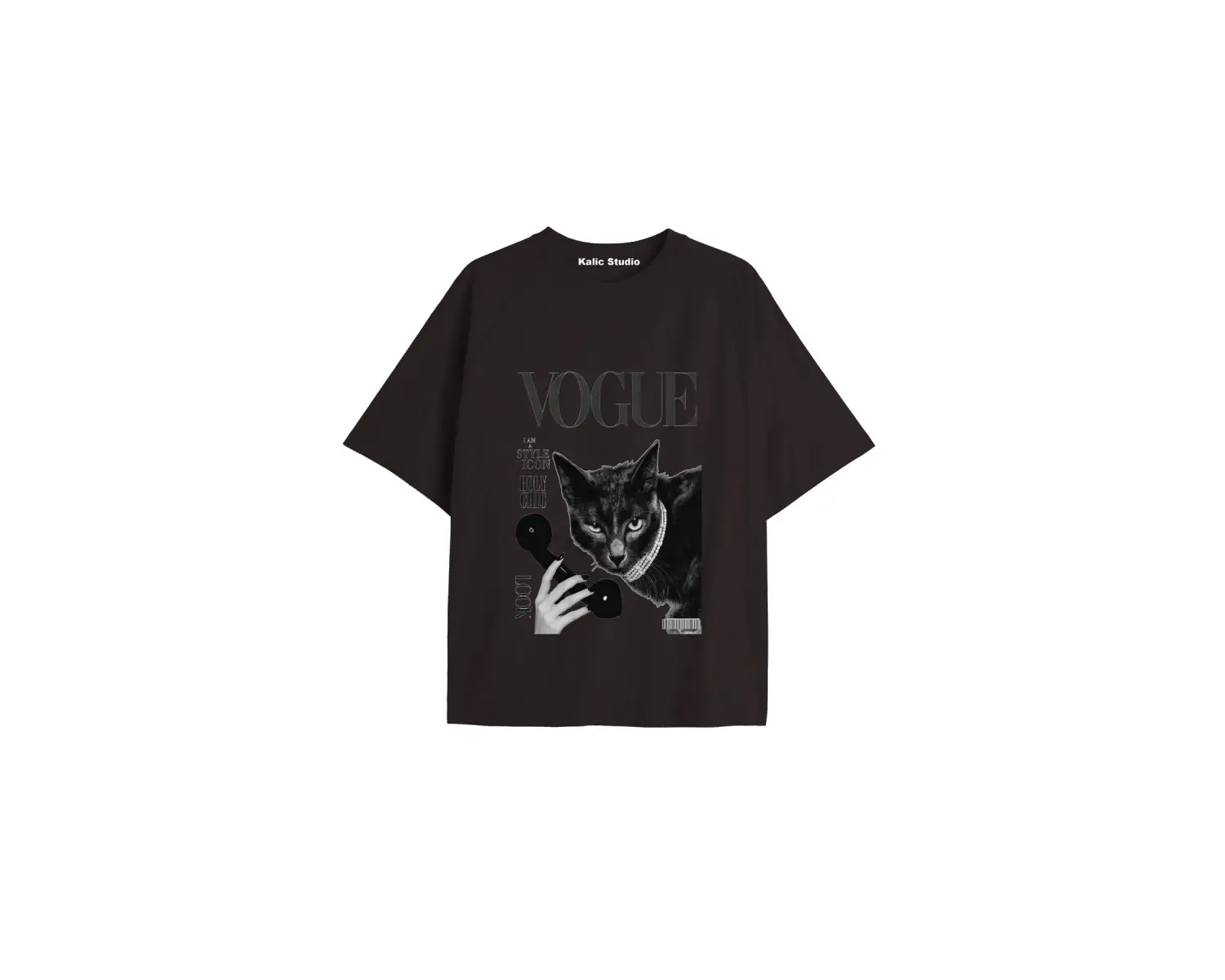 Y2k vintage Cats Baskılı Sİyah T-shirt KOD 35