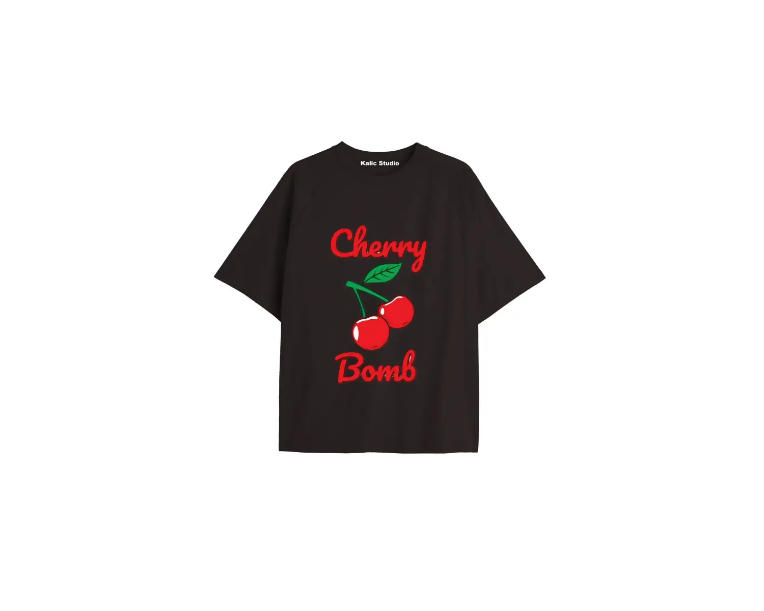 Y2k vintage Cherry Baskılı Sİyah T-shirt KOD 101