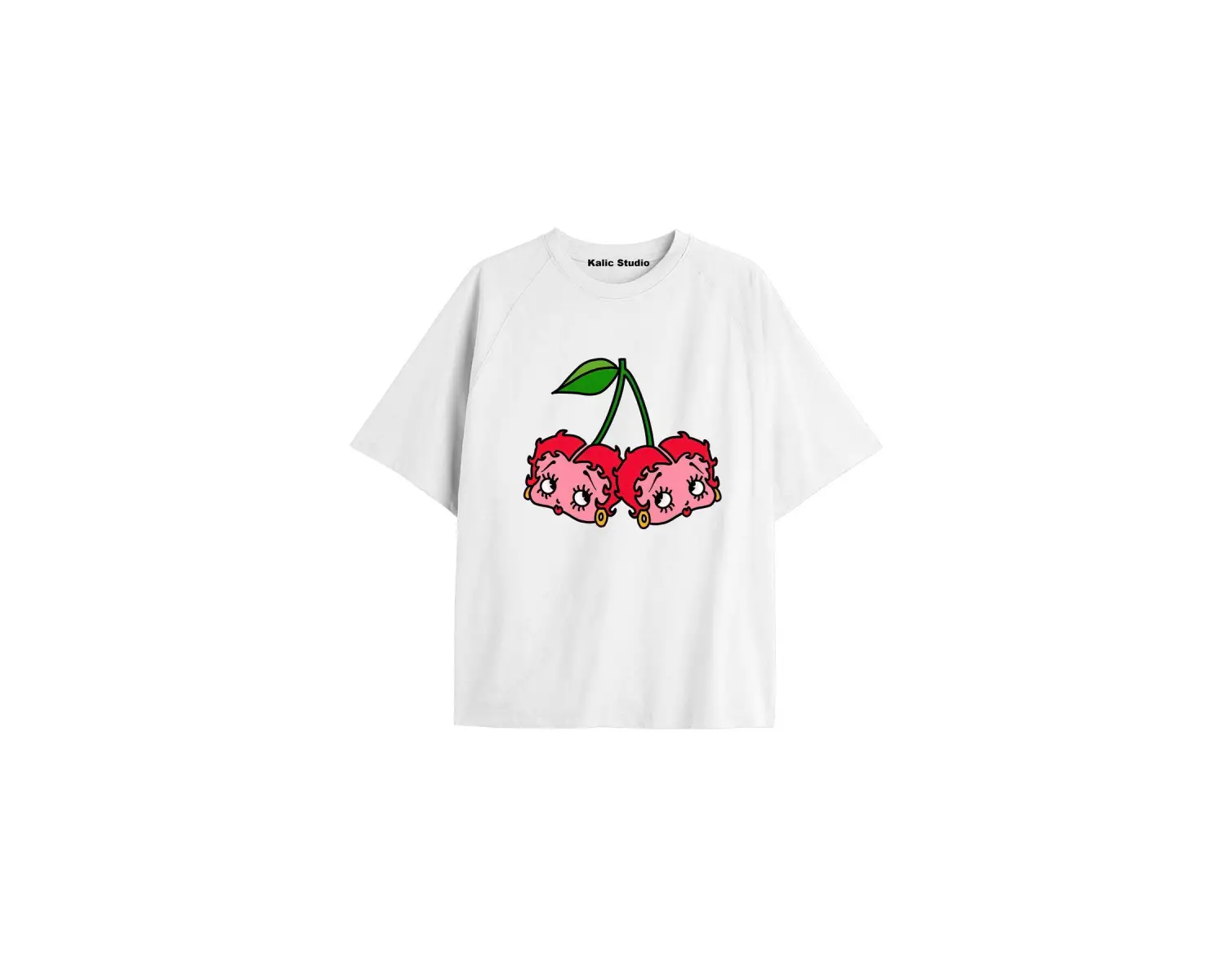 Y2k vintage Cherry Baskılı Sİyah T-shirt KOD 51