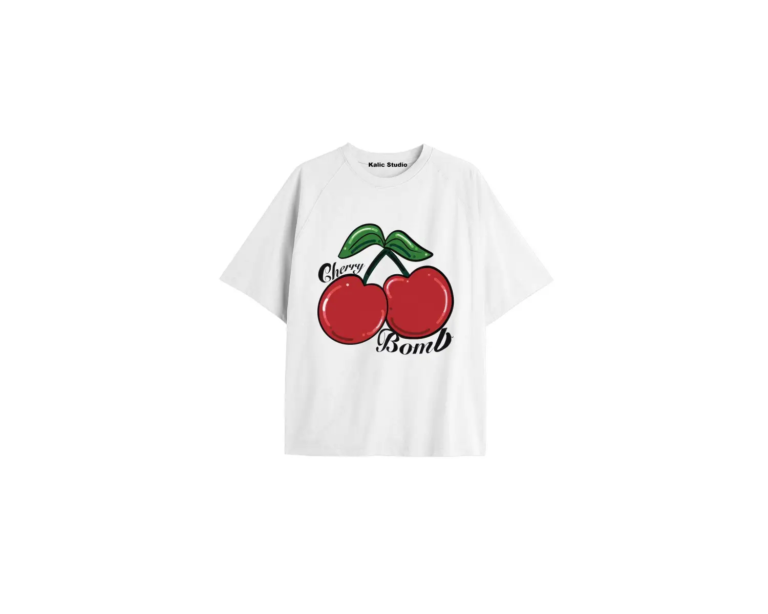 Y2k vintage Cherry Baskılı Sİyah T-shirt KOD 56