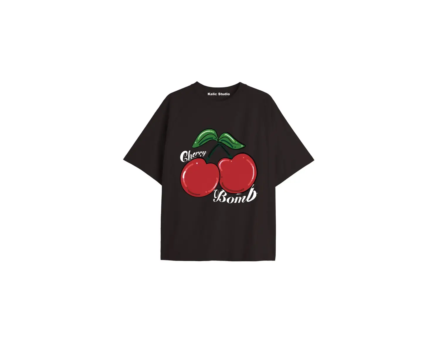 Y2k vintage Cherry Baskılı Sİyah T-shirt KOD 75