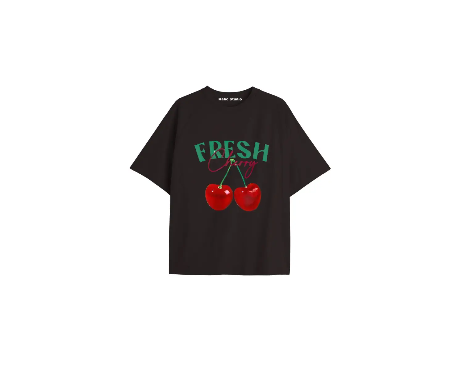 Y2k vintage Cherry Baskılı Sİyah T-shirt KOD 83