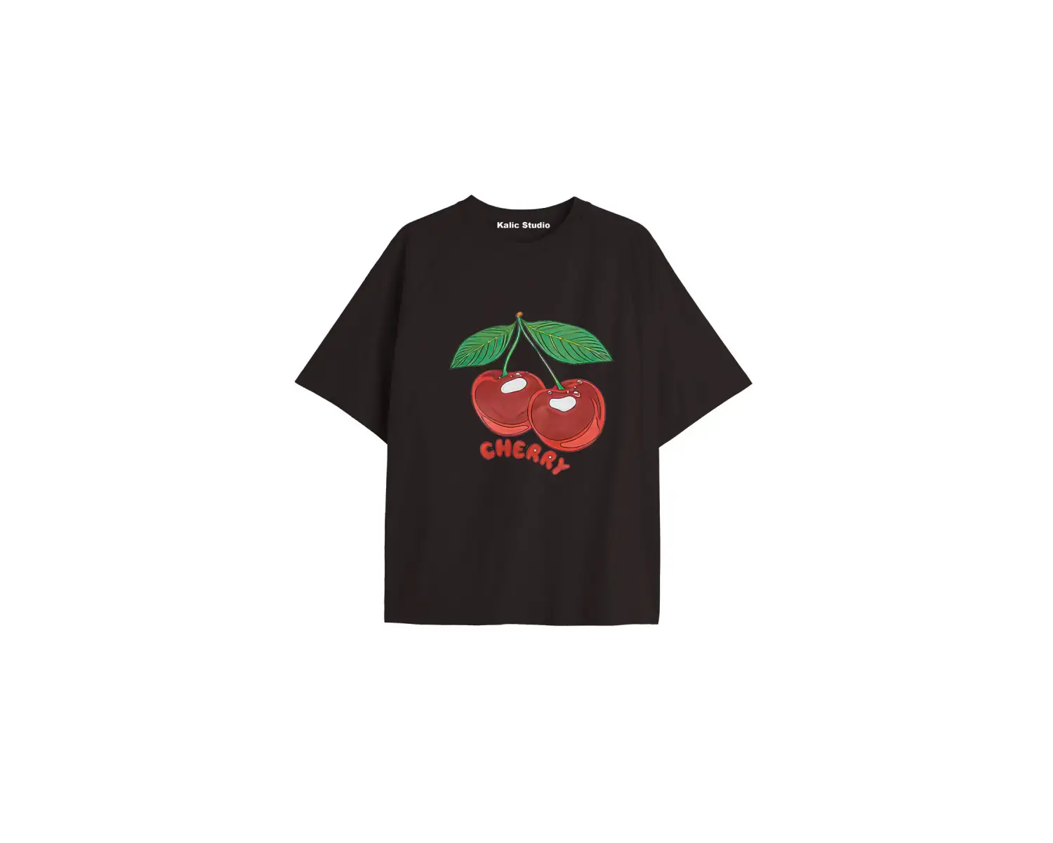 Y2k vintage Cherry Baskılı Sİyah T-shirt KOD 88