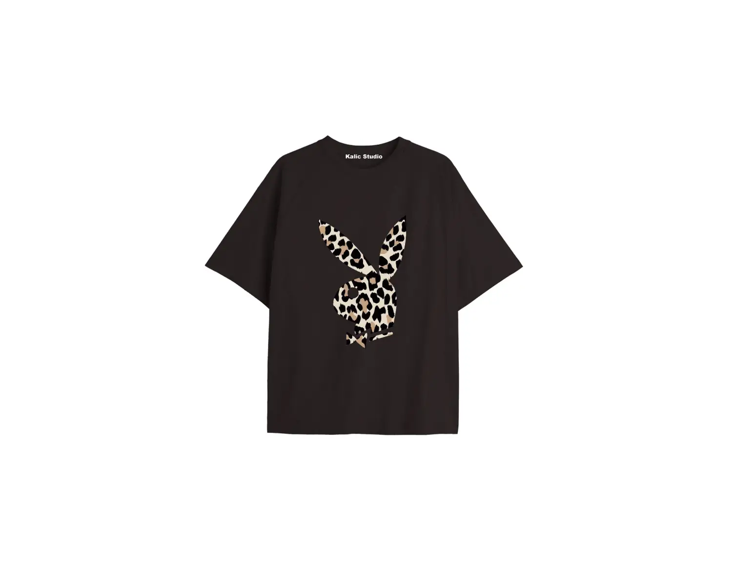 Y2k vintage Leopar Baskılı Sİyah T-shirt KOD 150