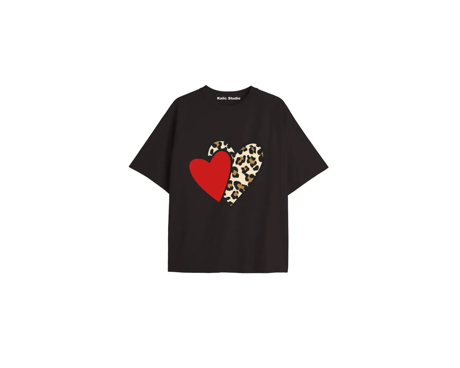 Y2k vintage Leopar Baskılı Sİyah T-shirt KOD 151