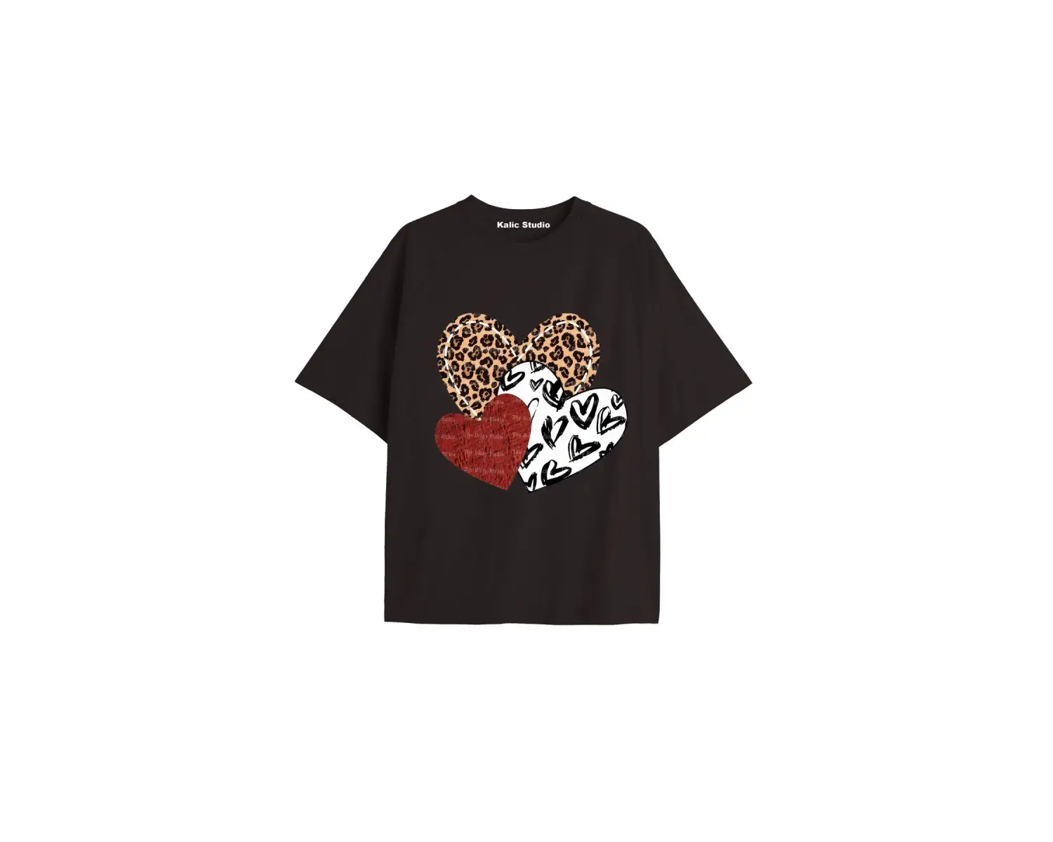 Y2k vintage Leopar Baskılı Sİyah T-shirt KOD 155