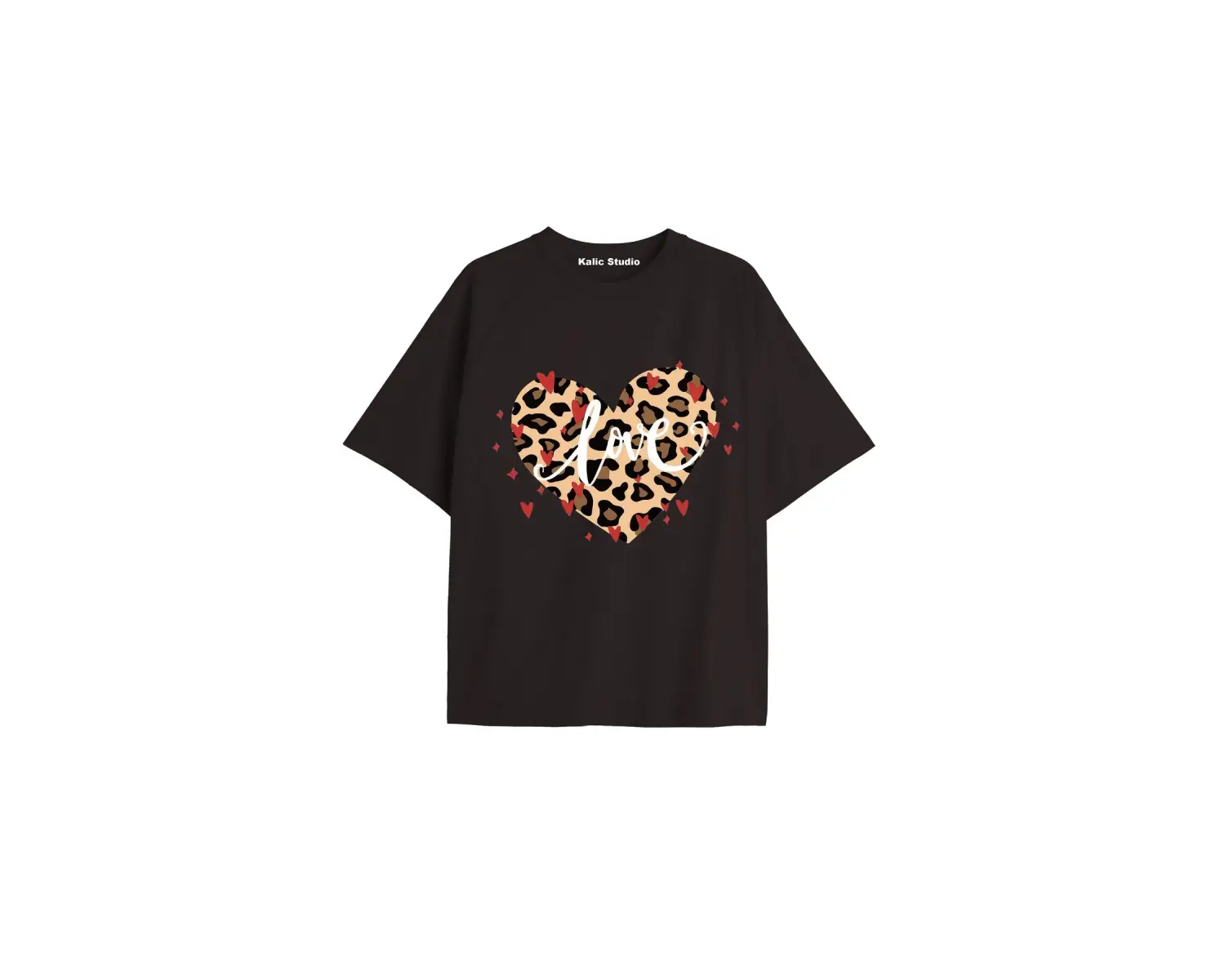 Y2k vintage Leopar Baskılı Sİyah T-shirt KOD 165