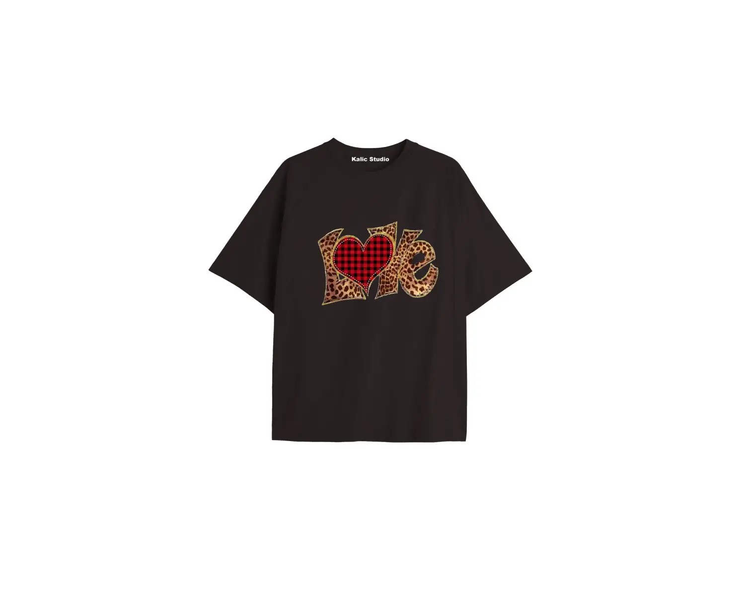 Y2k vintage Leopar Baskılı Sİyah T-shirt KOD 168