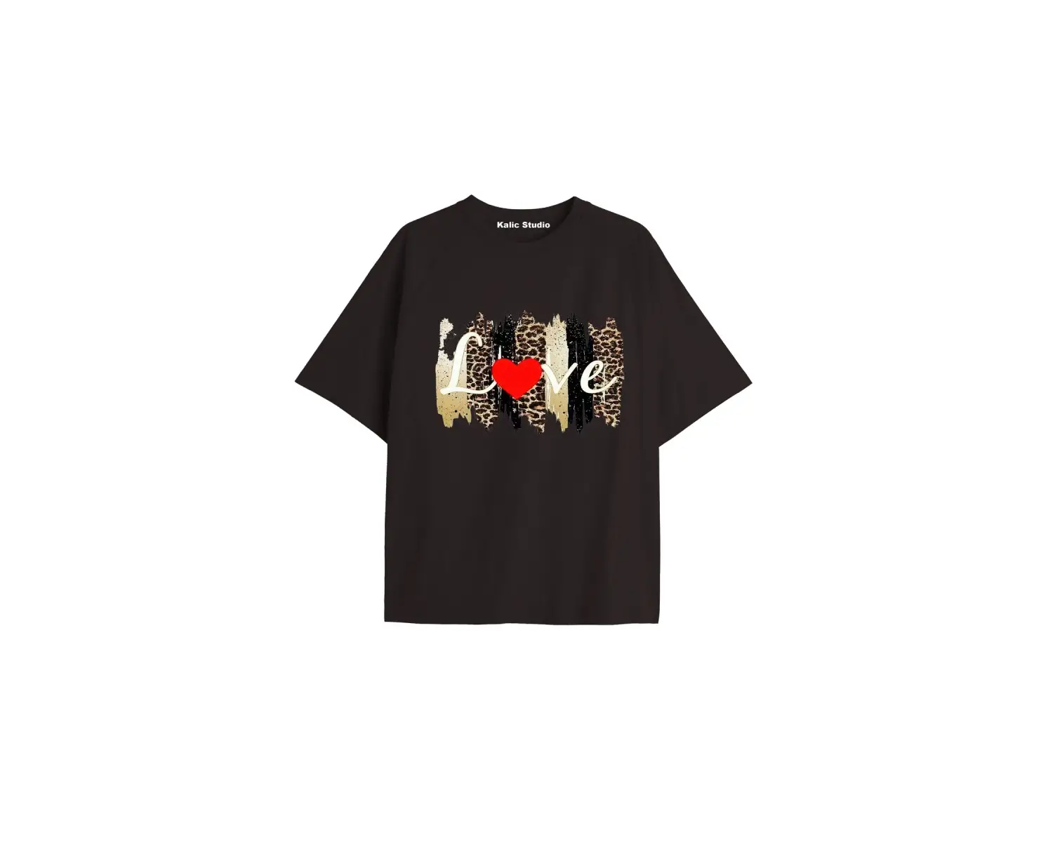 Y2k vintage Leopar Baskılı Sİyah T-shirt KOD 170