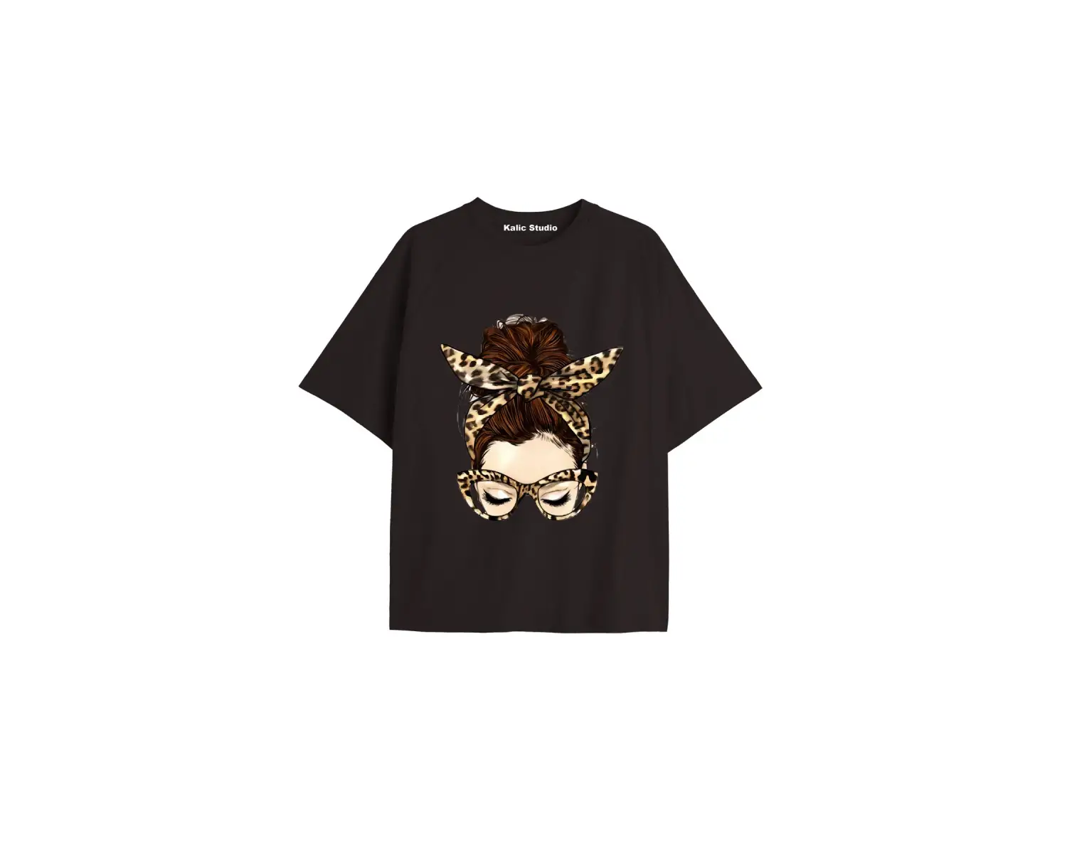 Y2k vintage Leopar Baskılı Sİyah T-shirt KOD 176