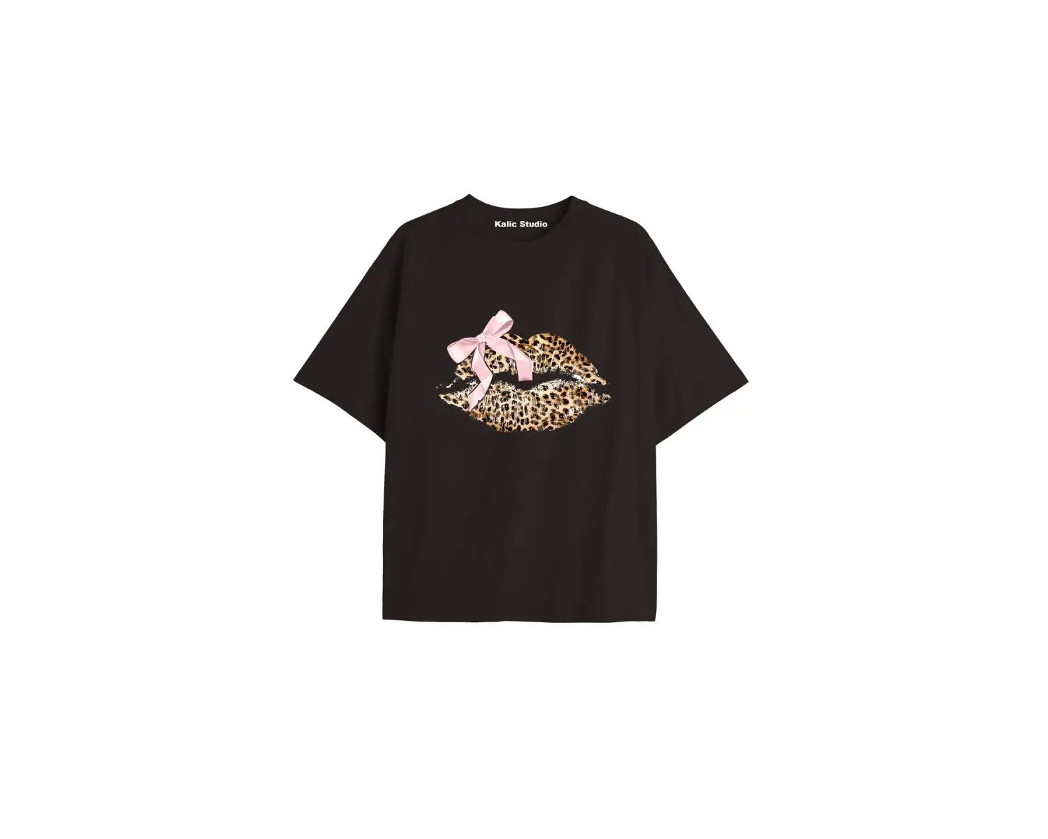 Y2k vintage Leopar Baskılı Sİyah T-shirt KOD 179