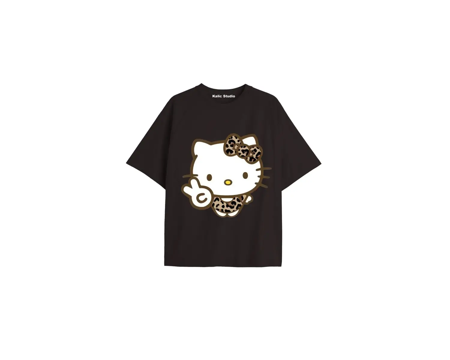 Y2k vintage Leopar Baskılı Sİyah T-shirt KOD 181