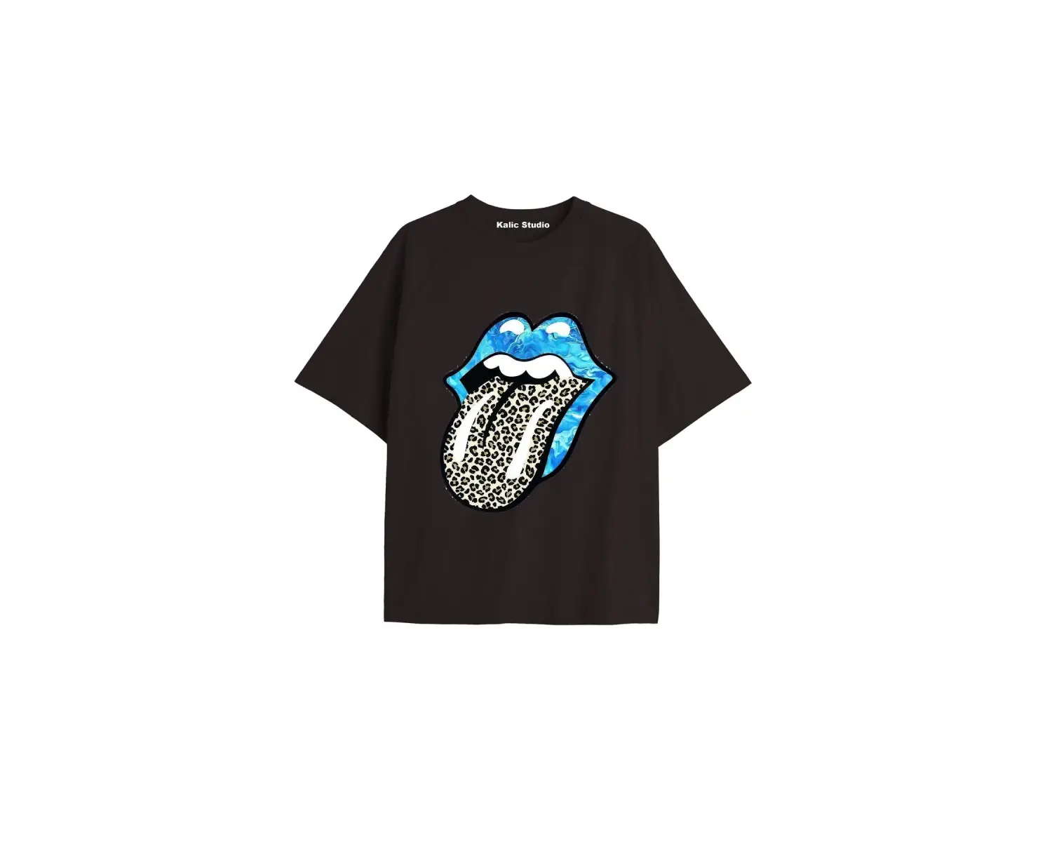 Y2k vintage Leopar Baskılı Sİyah T-shirt KOD 184