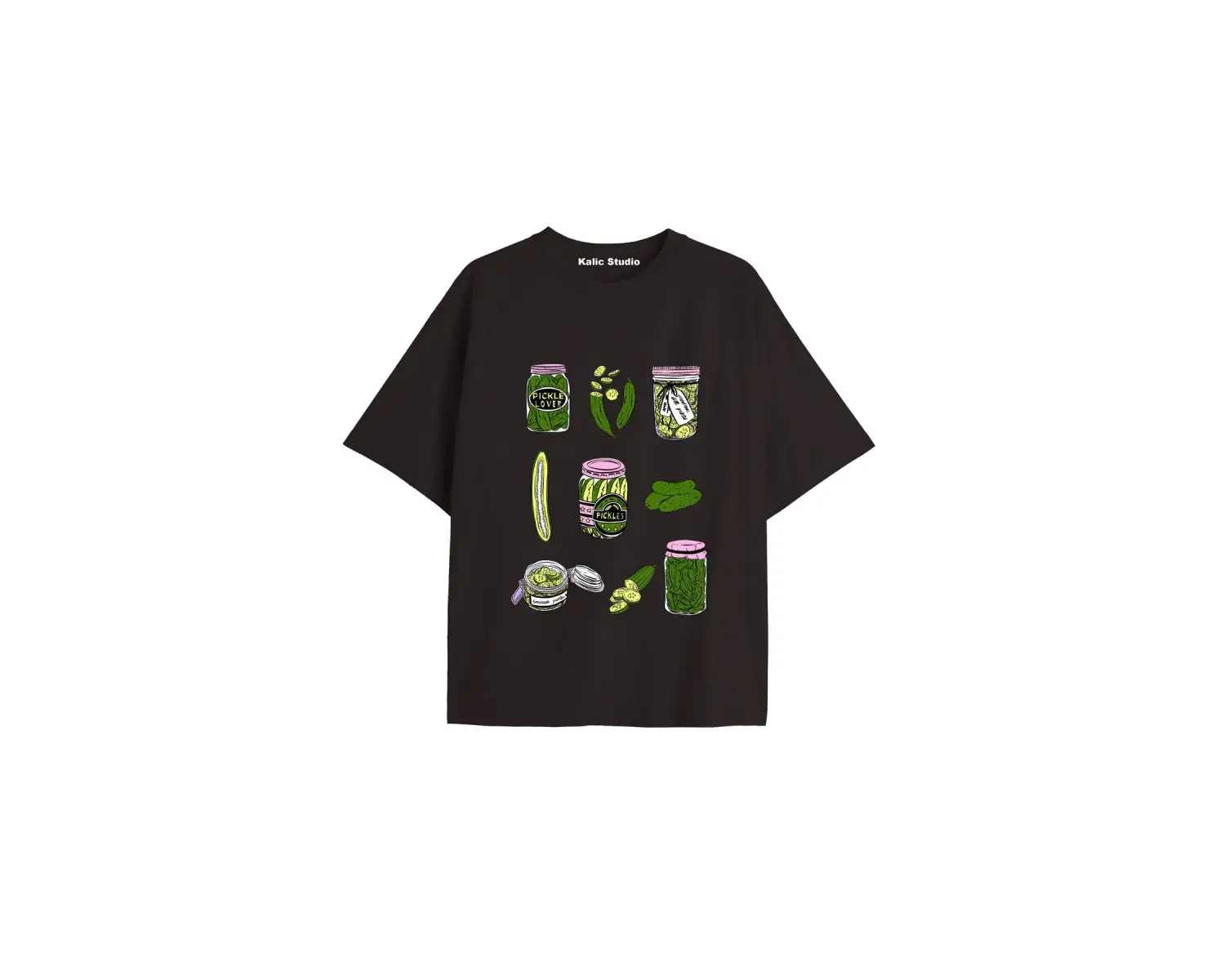 Y2k vintage Pickles Baskılı Sİyah T-shirt KOD 235