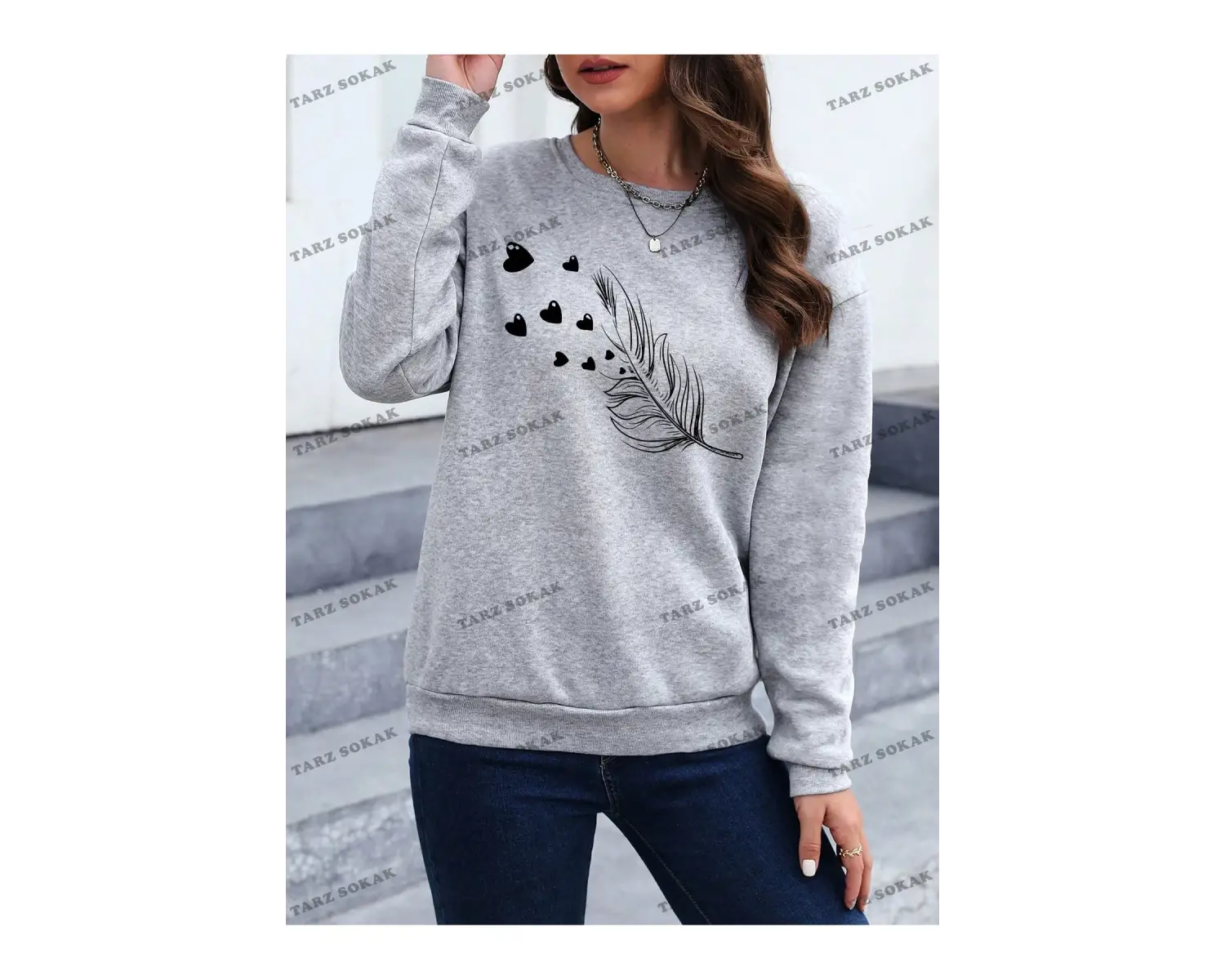 Y2K YENİ SEZON SSWEAT HARAJUKA KUROMİ RETRO KOD 125 Gri