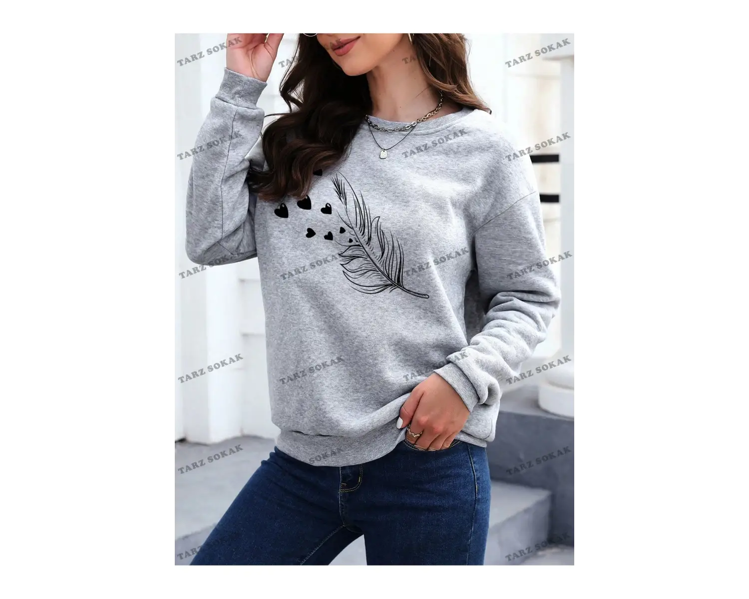 Y2K YENİ SEZON SSWEAT HARAJUKA KUROMİ RETRO KOD 125 Gri