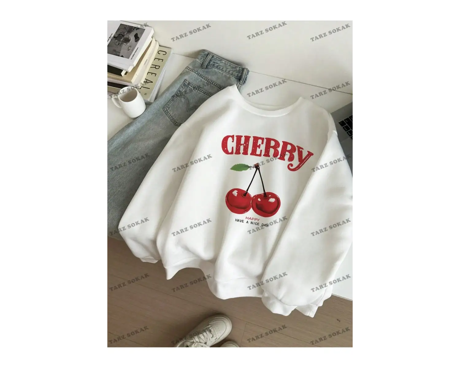 Y2K YENİ SEZON SSWEAT HARAJUKA KUROMİ RETRO KOD 1573 Beyaz