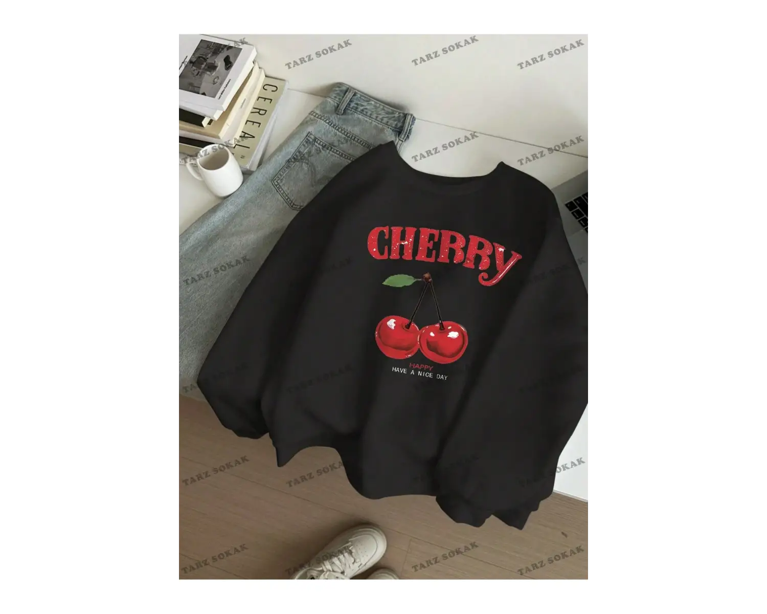 Y2K YENİ SEZON SSWEAT HARAJUKA KUROMİ RETRO KOD 1573 Beyaz