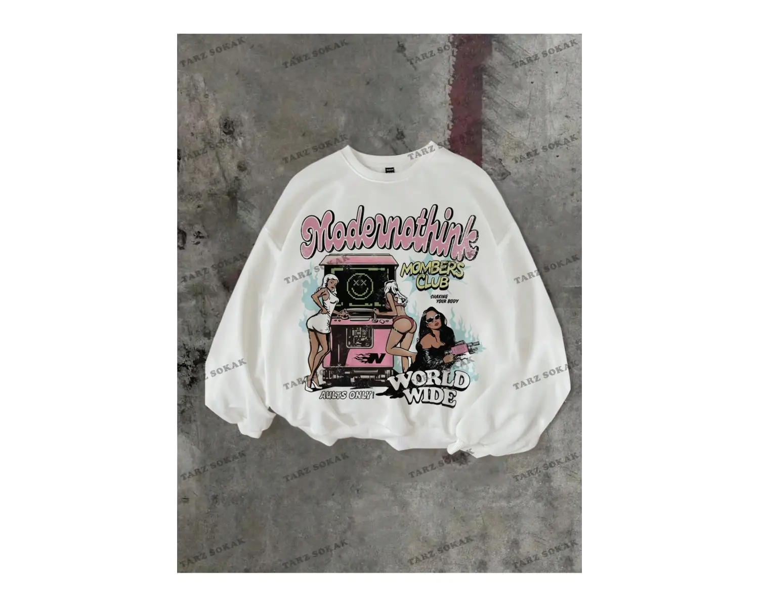 Y2K YENİ SEZON SSWEAT HARAJUKA KUROMİ RETRO KOD 16 Beyaz