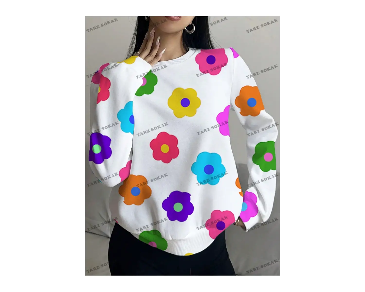 Y2K YENİ SEZON SSWEAT HARAJUKA KUROMİ RETRO KOD 16 Beyaz