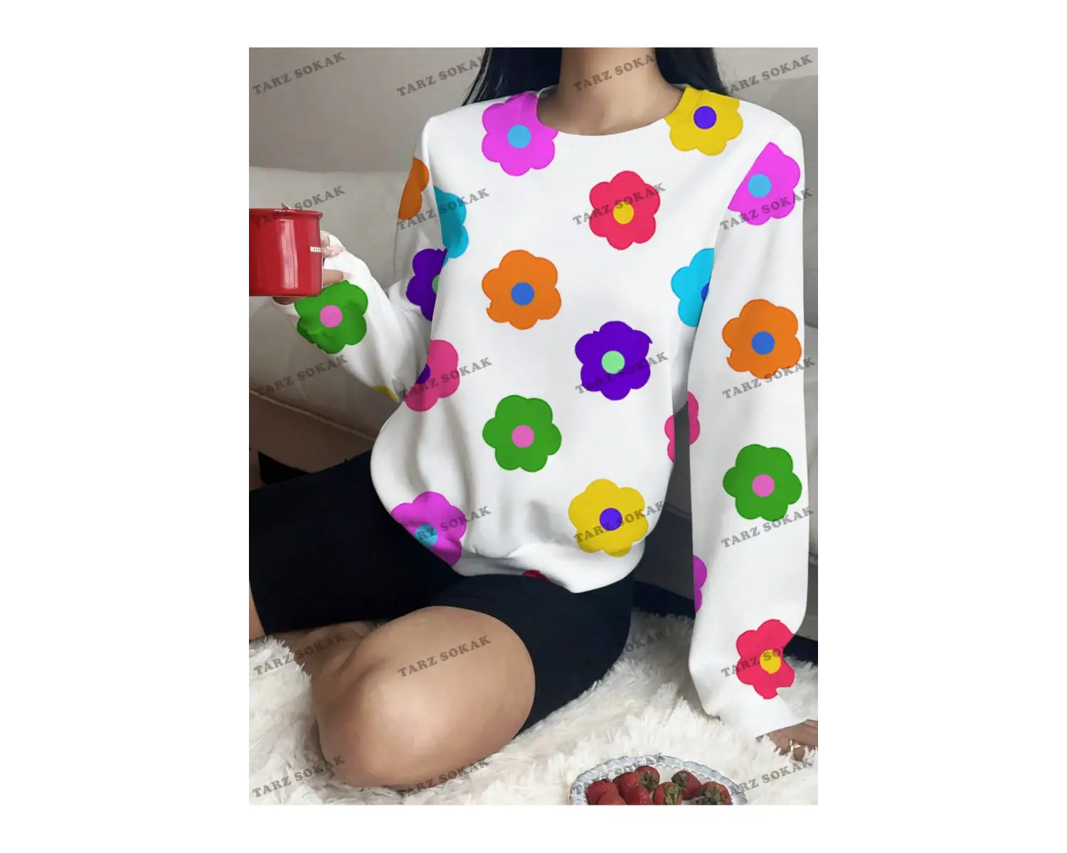 Y2K YENİ SEZON SSWEAT HARAJUKA KUROMİ RETRO KOD 16 Beyaz