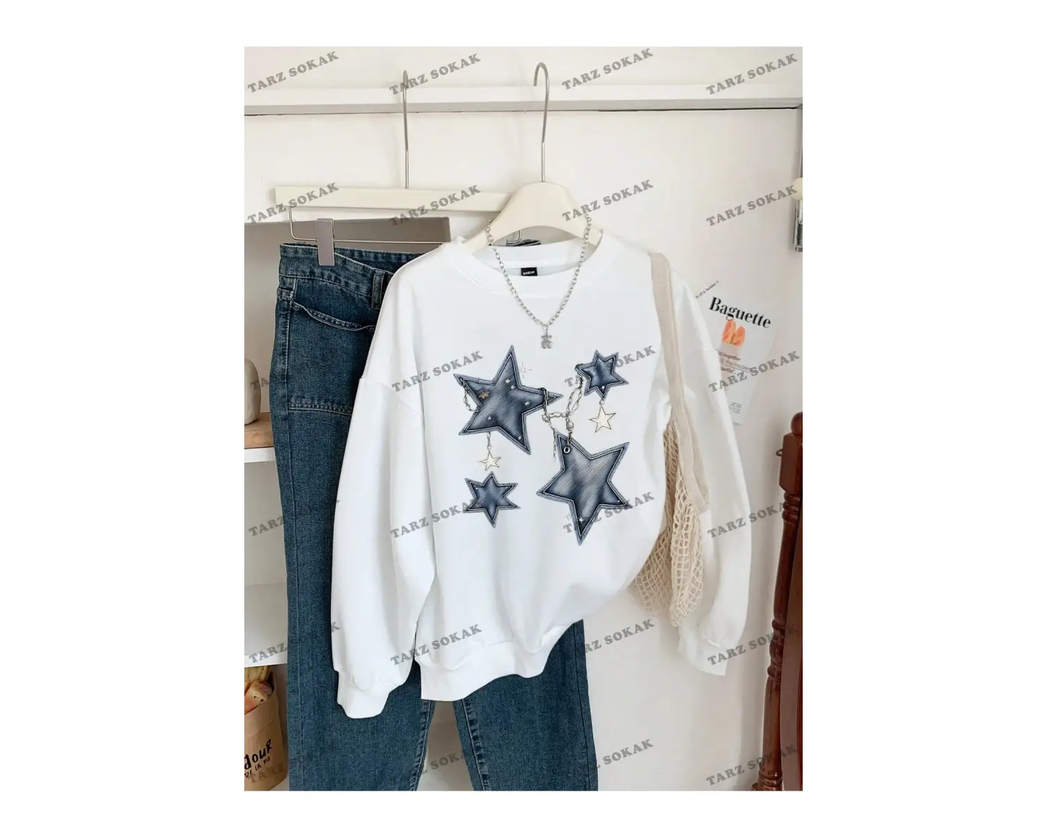 Y2K YENİ SEZON SSWEAT HARAJUKA KUROMİ RETRO KOD 16 Beyaz