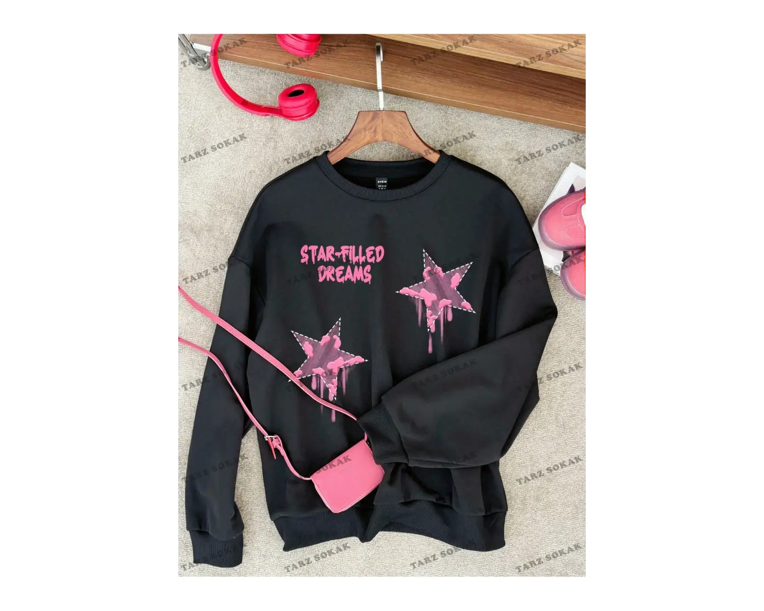 Y2K YENİ SEZON SSWEAT HARAJUKA KUROMİ RETRO KOD 16 Siyah