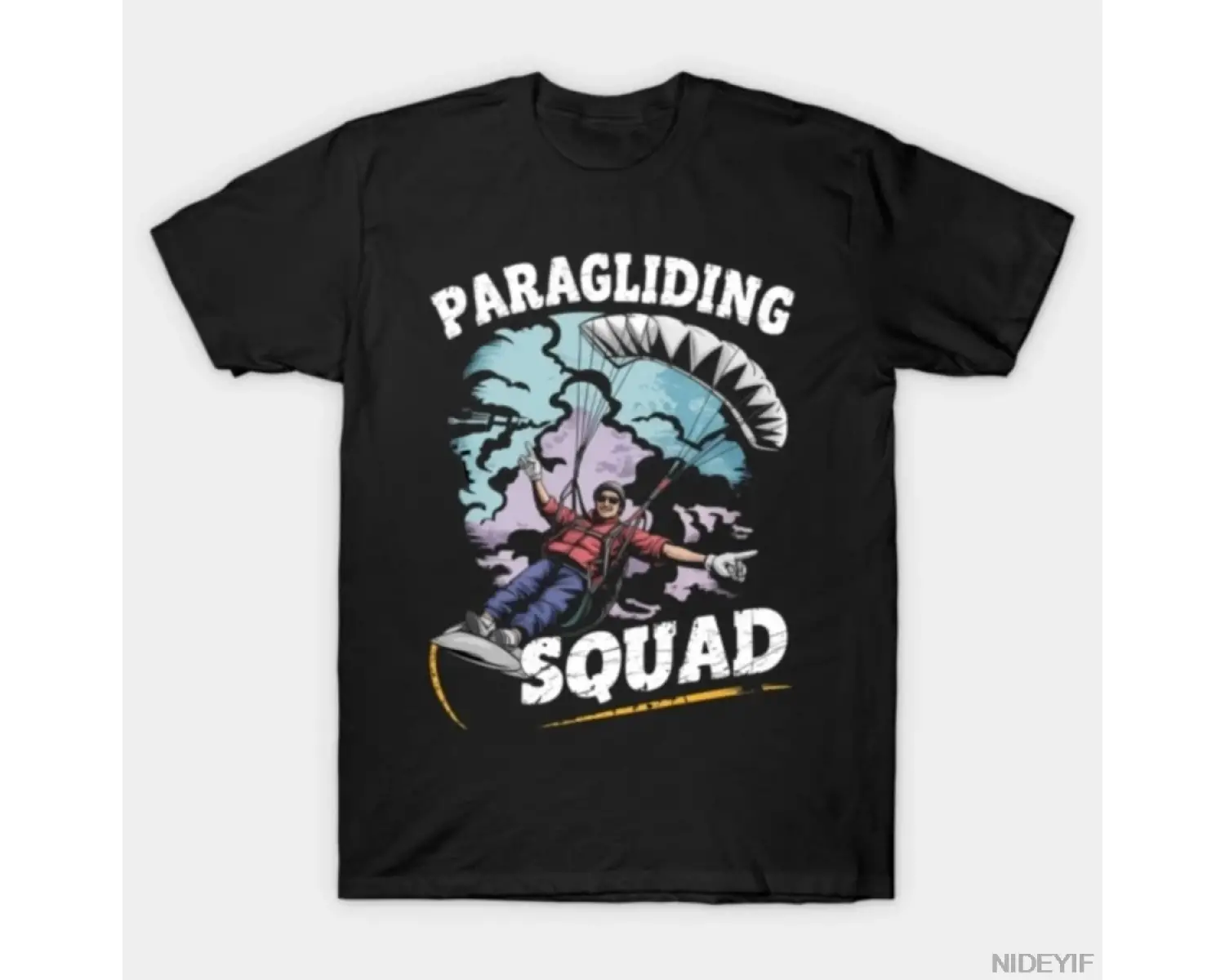 Yamaç Paraşütü Kadro Tişörtü Erkek Kadın %100 Pamuklu Tişörtler Kısa Kollu Üstler 1229-2