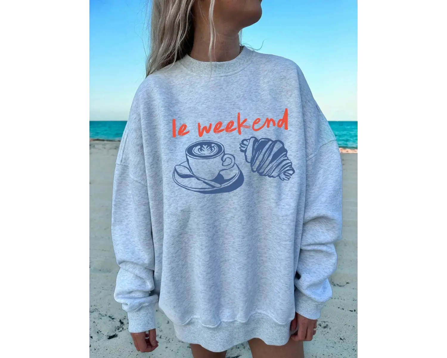 Yani Hafta Sonu Kahve Ekmek Baskılar Tişörtü Kadın Crewneck Temelleri Kapüşonlular Gevşek Pol