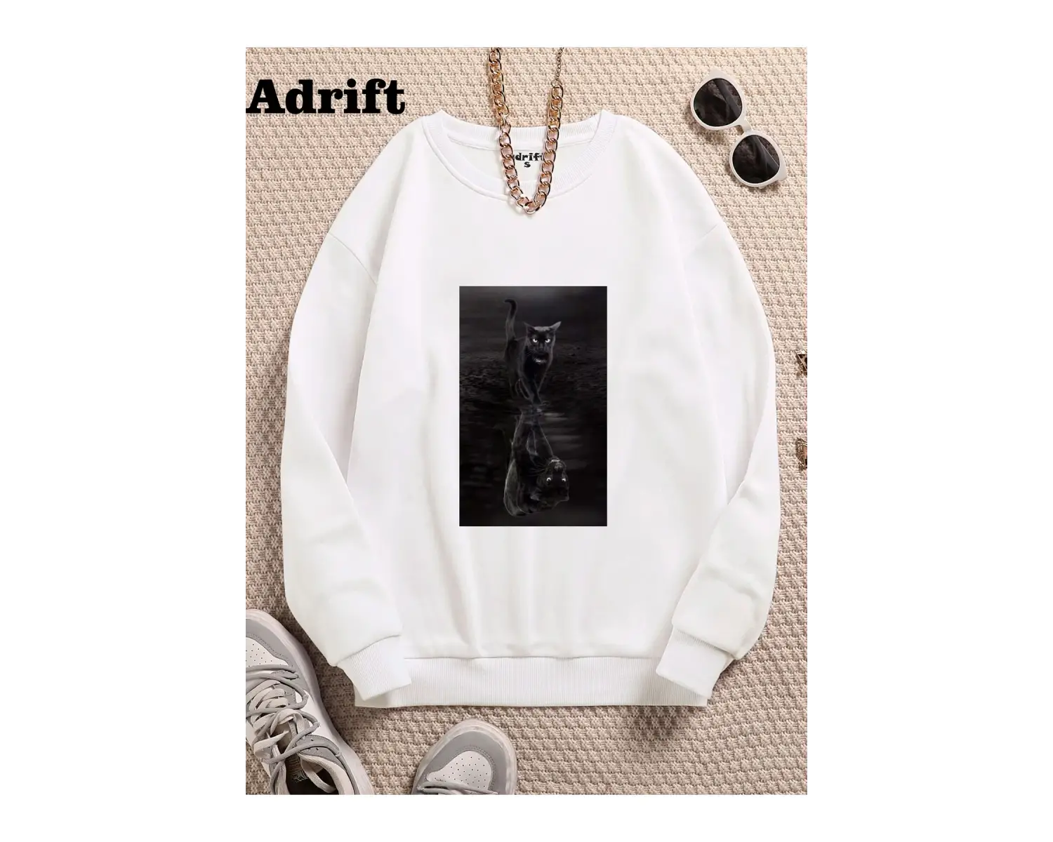 Yansıma jaguar Köstebek Sokak Trend Tasarım Harajuku/Gotik Beyaz