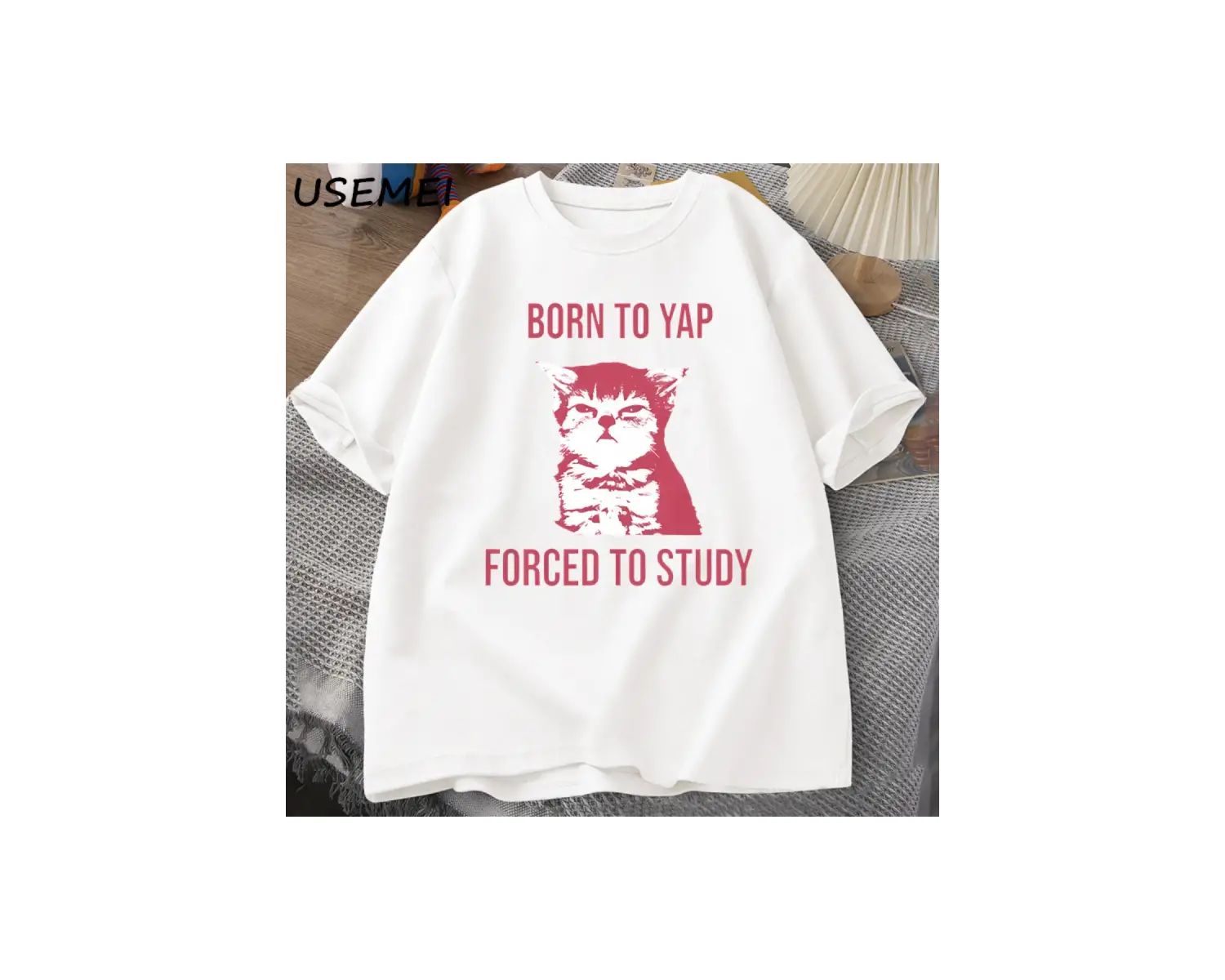 Yapılacak Doğmuş Çalışmak Zorla Komik Kedi Meme T-shirt Retro Vintage Aptal Kedi Tişörtleri R 2860