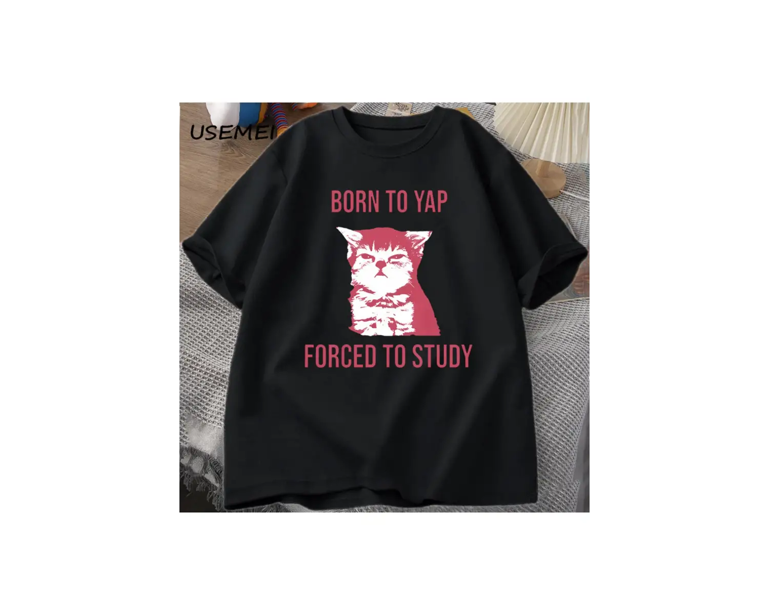 Yapılacak Doğmuş Çalışmak Zorla Komik Kedi Meme T-shirt Retro Vintage Aptal Kedi Tişörtleri R 2860