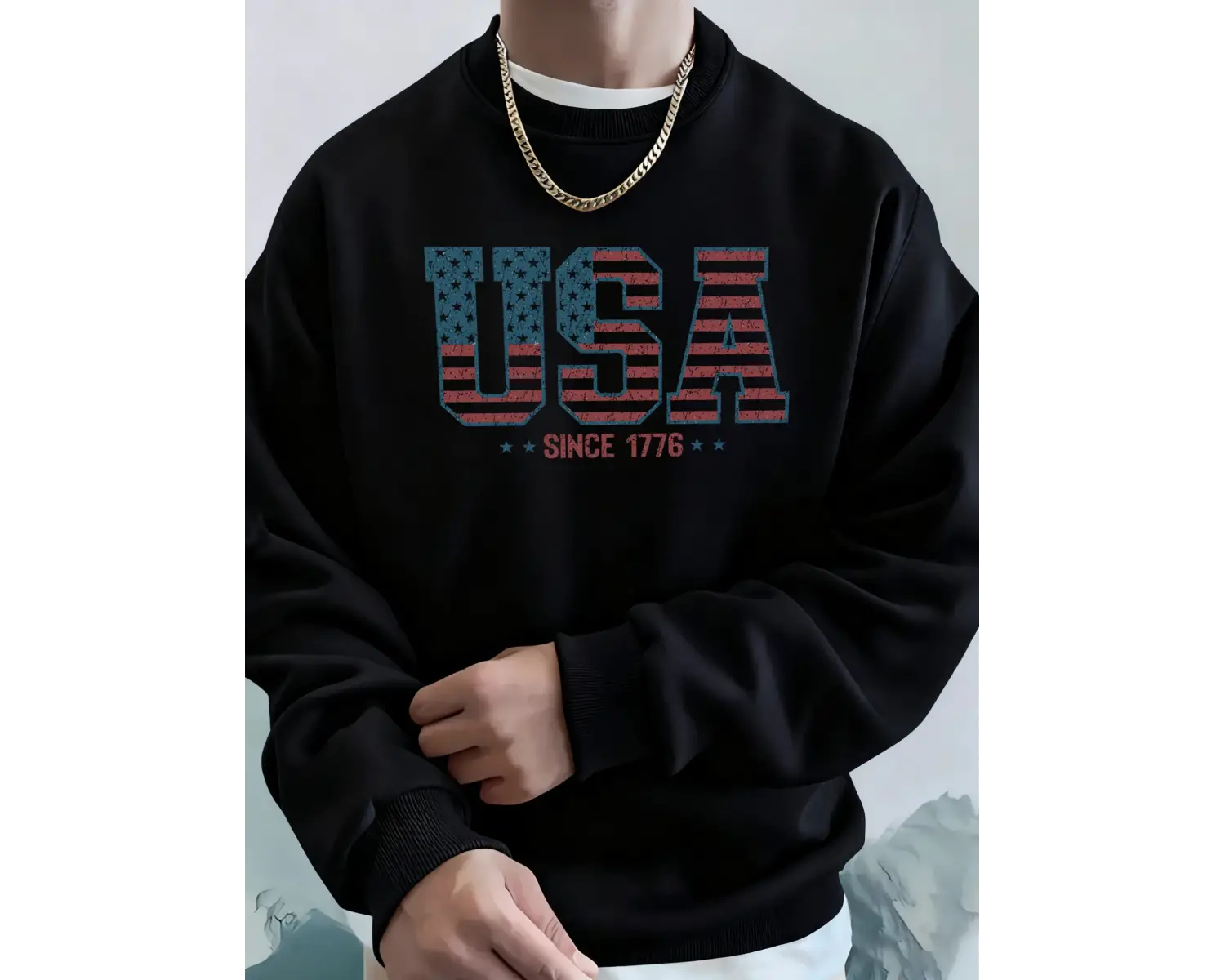 Yaratıcı ABD 1776dan Beri Mektup Desenli Erkek Hoody Cepli Rahat Kapüşonlu Üstler Sokak Stil