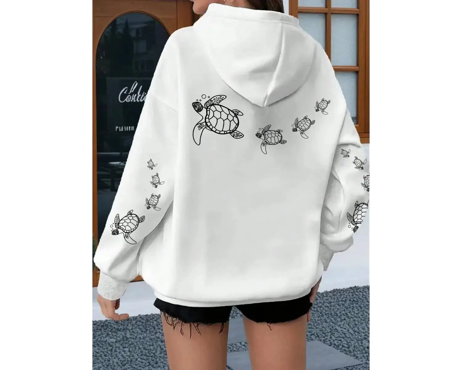 Yaratıcı Kaplumbağa Yüzme Baskılar Kadın Giyim Hoodie Sıcak Spor Üstleri Tüm Maç Rahat Spor Y