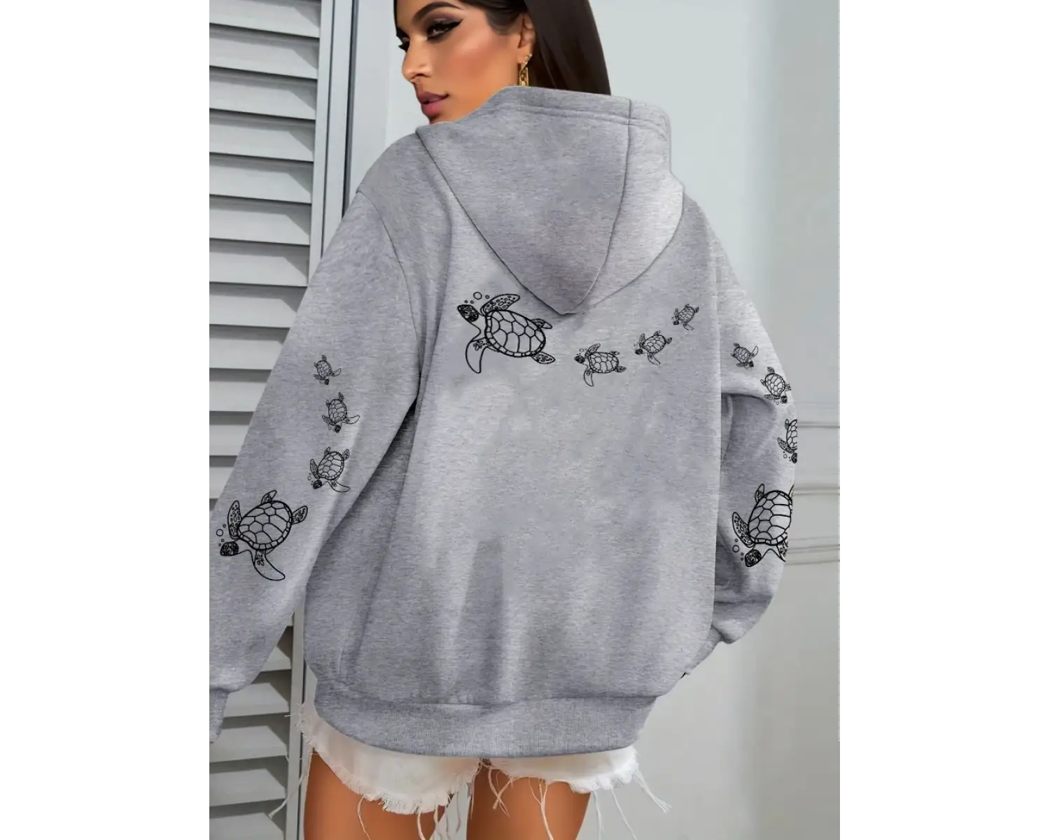 Yaratıcı Kaplumbağa Yüzme Baskılar Kadın Giyim Hoodie Sıcak Spor Üstleri Tüm Maç Rahat Spor Y