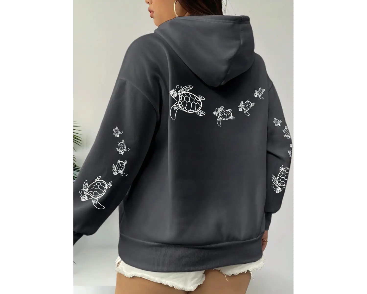 Yaratıcı Kaplumbağa Yüzme Baskılar Kadın Giyim Hoodie Sıcak Spor Üstleri Tüm Maç Rahat Spor Y