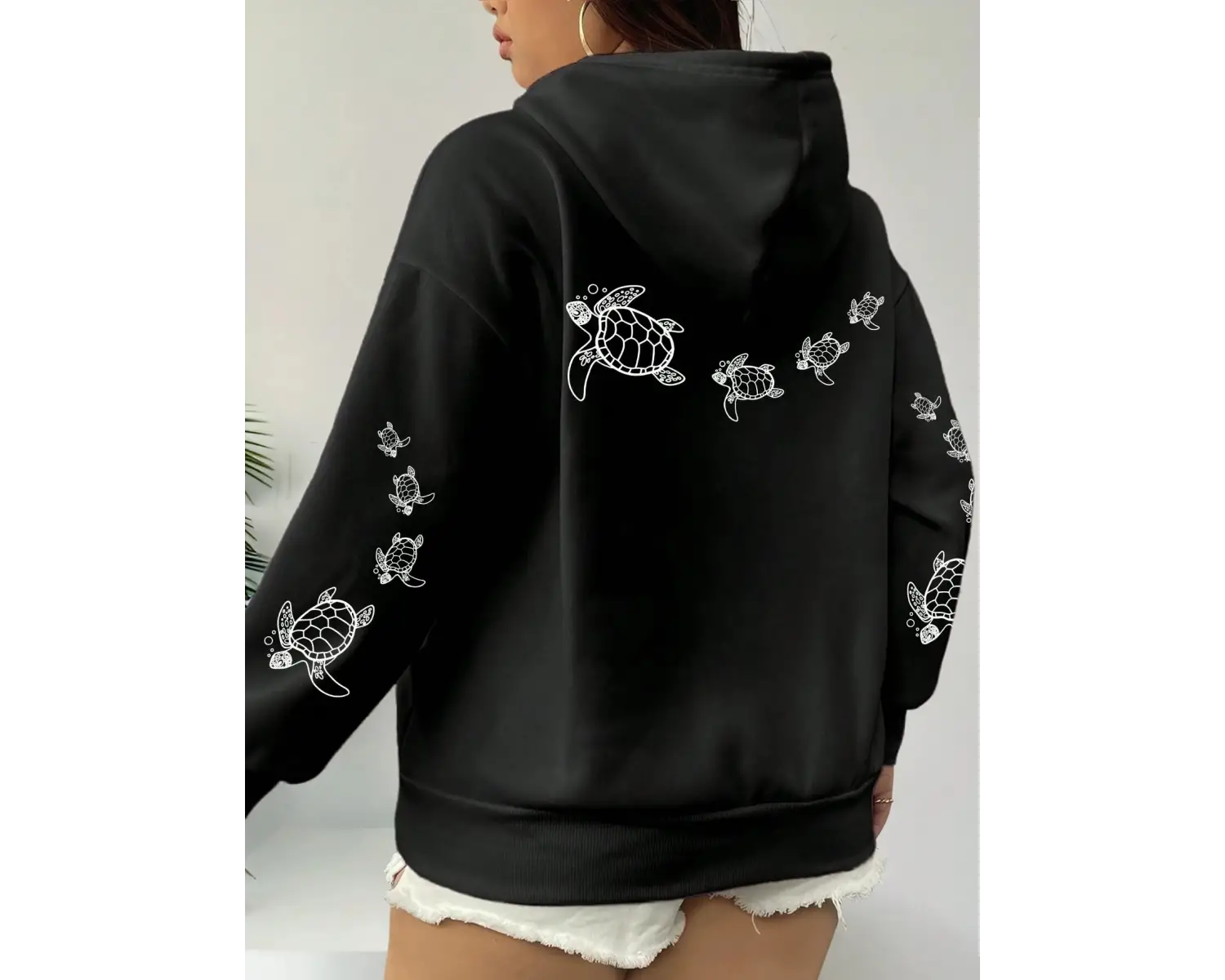 Yaratıcı Kaplumbağa Yüzme Baskılar Kadın Giyim Hoodie Sıcak Spor Üstleri Tüm Maç Rahat Spor Y