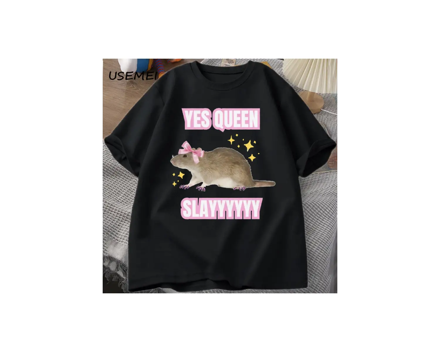 Yas Kraliçe Slay TMizah Komik Pamuk Kısa Kollu Sıçan T-Shirt erkek Giyim Harajuku Ret 2891