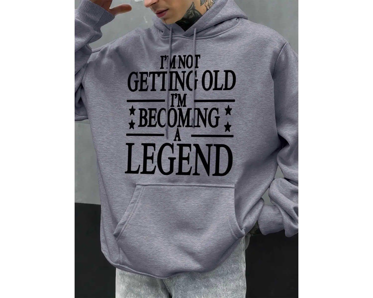 Yaşlanıyorum Değilim, Efsane Oluyorum Baskılı Polar Erkek Kapüşonlu Üstleri Sonbahar Hoody Gü