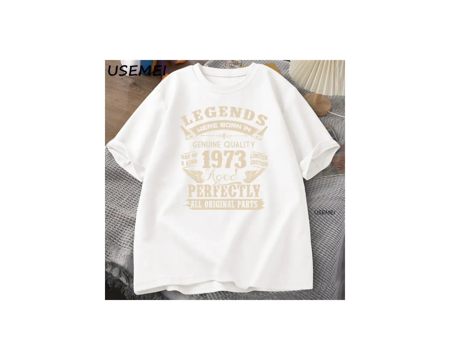 Yaz erkek 1973DEN BERİ TKomik Baskılı T-shirt Gevşek Pamuk Rahat Yuvarlak Boyun Kısa 2885