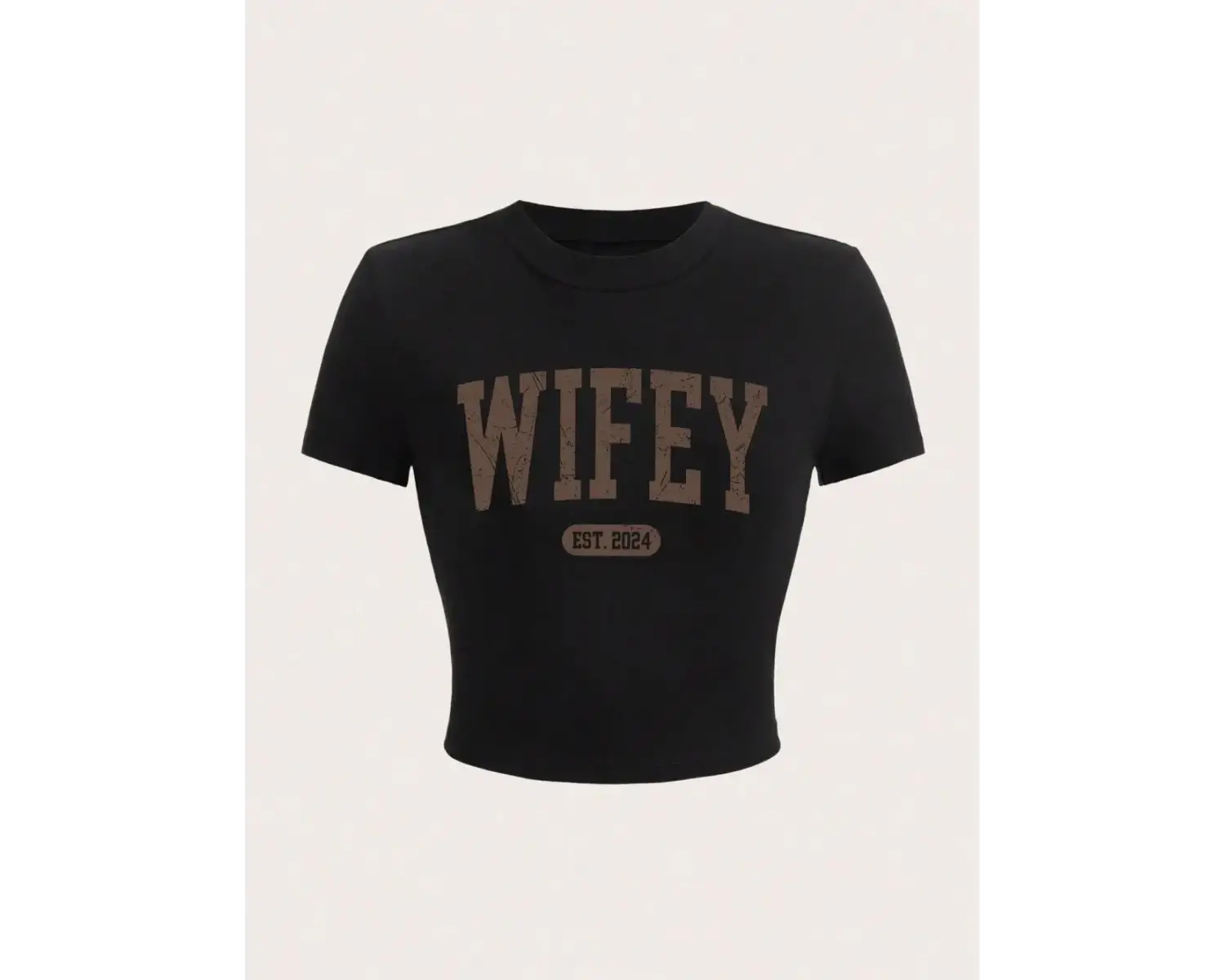 Yaz kadın kırpma t-shirt Wifey Est.2024 mektup baskı Streetwear nefes streç yumuşak kısa koll