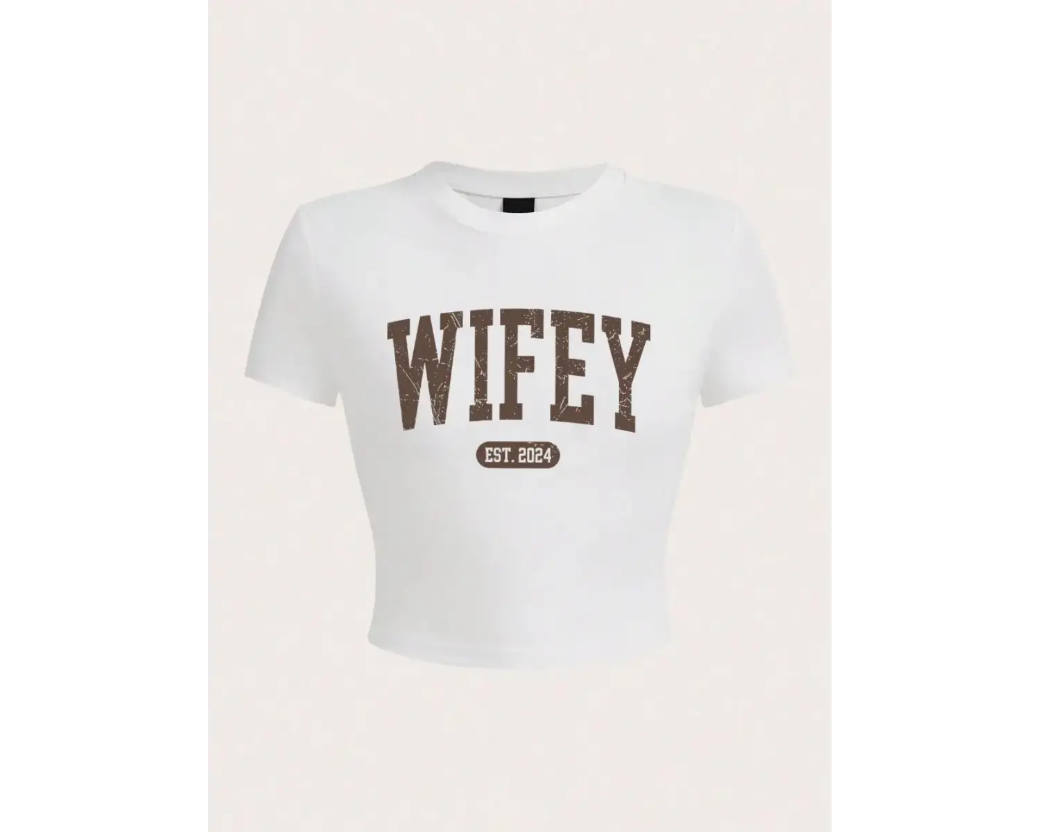 Yaz kadın kırpma t-shirt Wifey Est.2024 mektup baskı Streetwear nefes streç yumuşak kısa koll