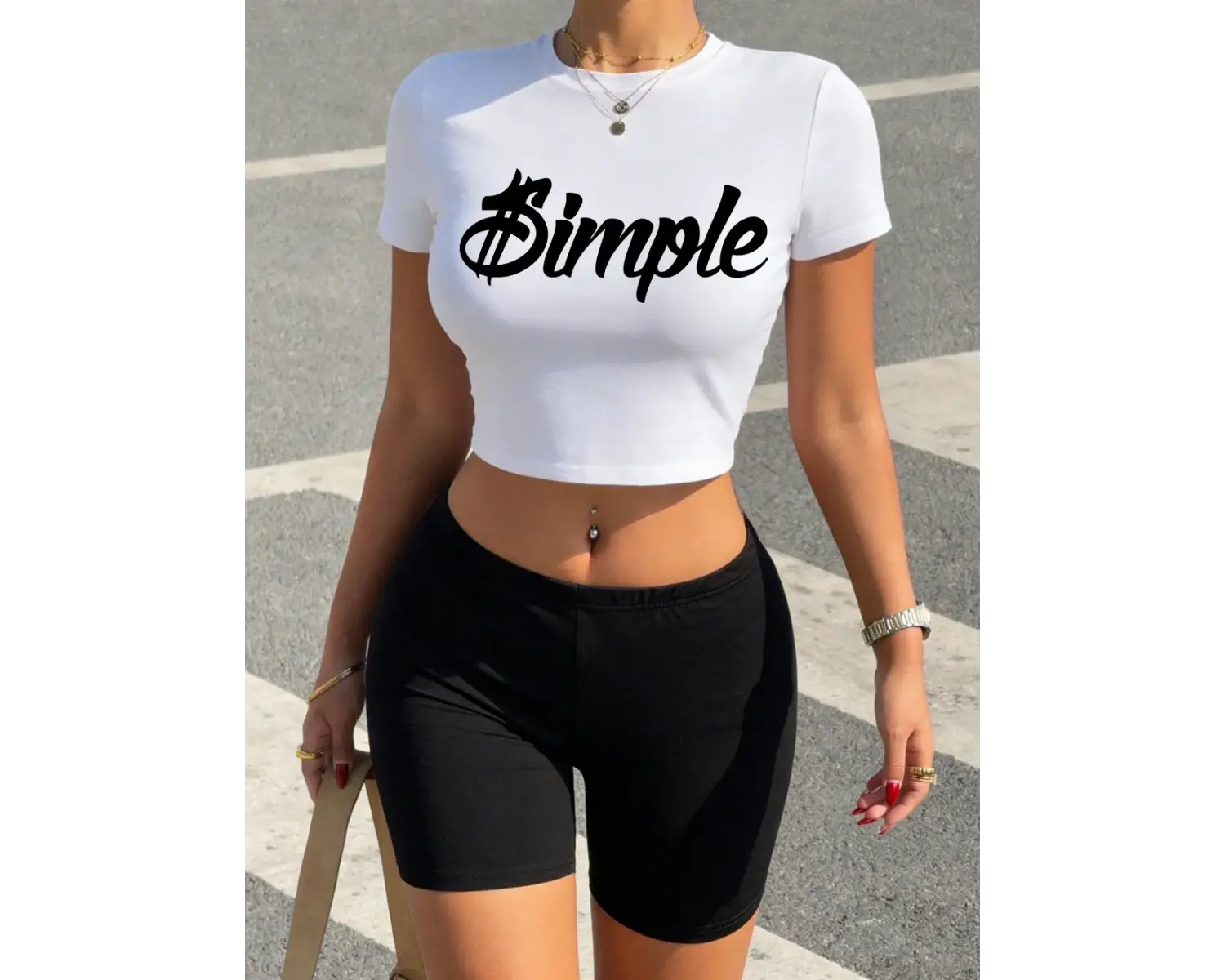 Yazlık Basit Göz Alıcı Büyük Baskılı Babby Teelar Şortlar Kadın Seksi İki Parçalı Takım Tişört