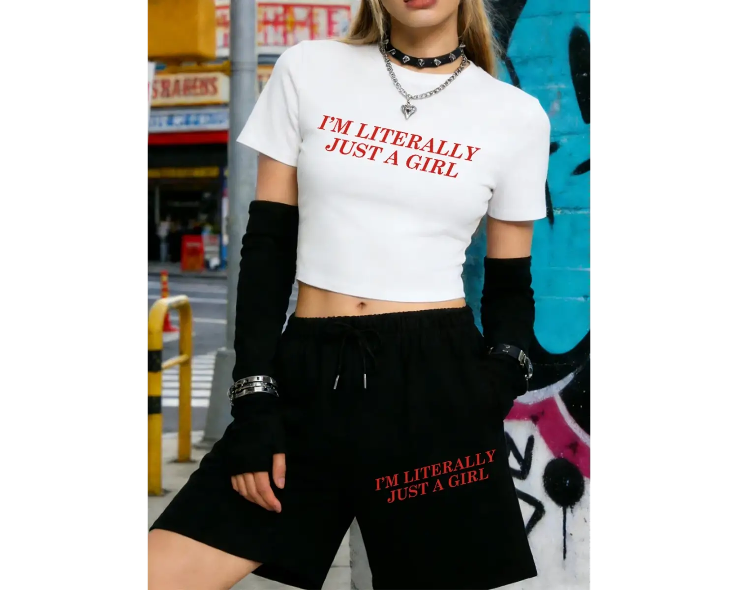 Yazlık Ben Gerçekten Sadece Bir Kızım Baskılı Babby TeeTişört Şort Kadın İki Parçalı Takım Diz Bo