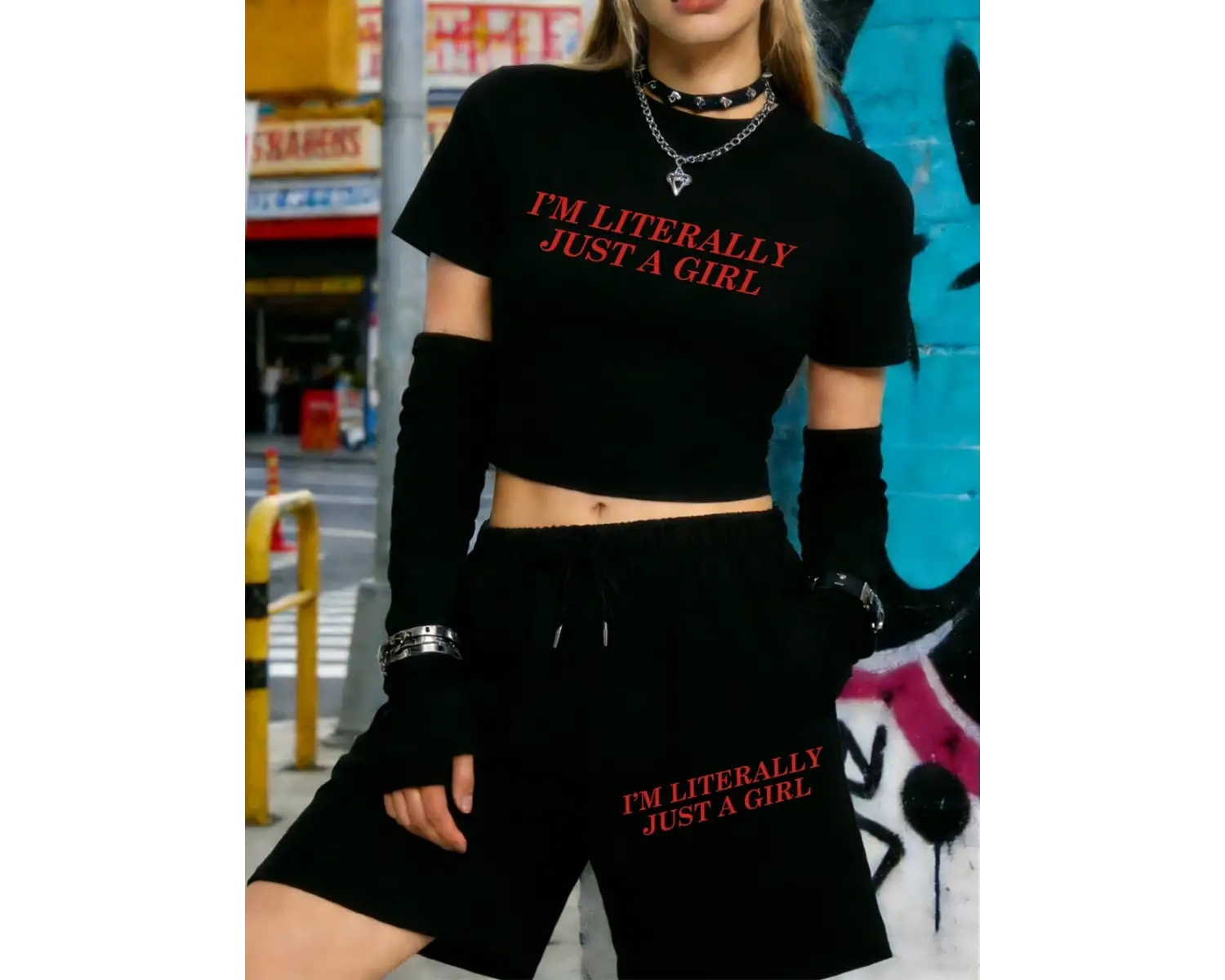 Yazlık Ben Gerçekten Sadece Bir Kızım Baskılı Babby TeeTişört Şort Kadın İki Parçalı Takım Diz Bo