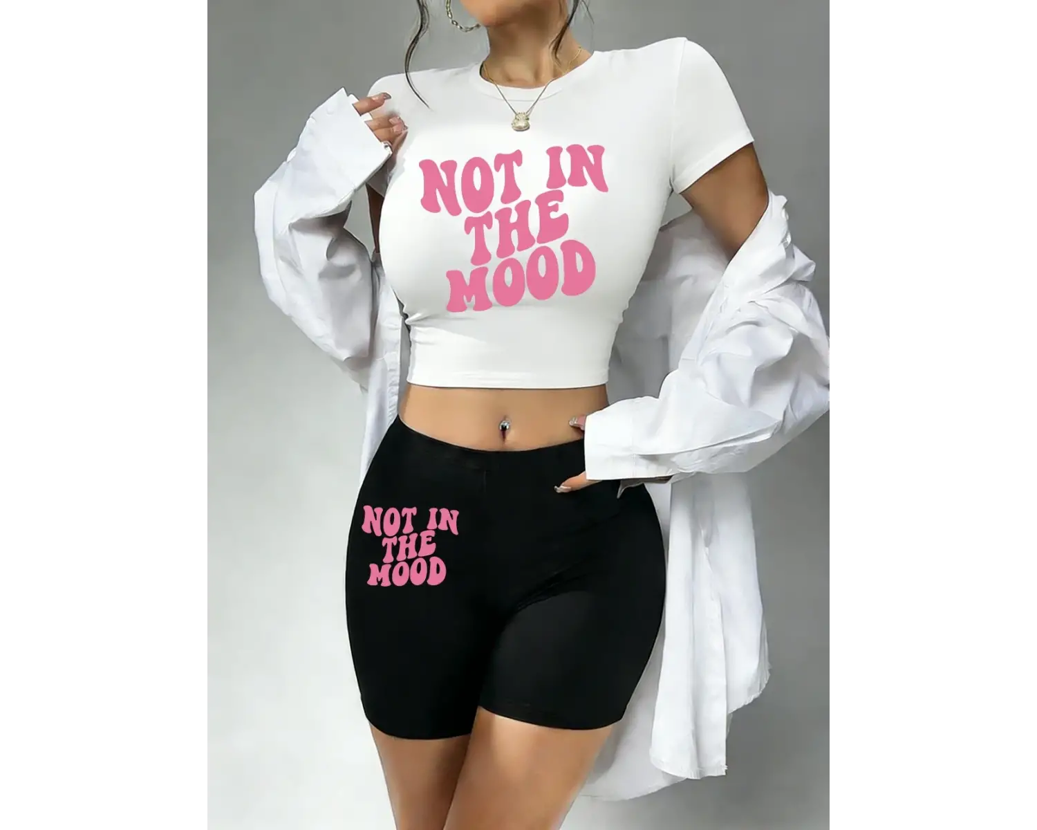 Yazlık Rahat Baskılı Babby TeeTişört ve Şort Kadın İki Parça Takım Üst Pantolon Yumuşak Dar Kesim