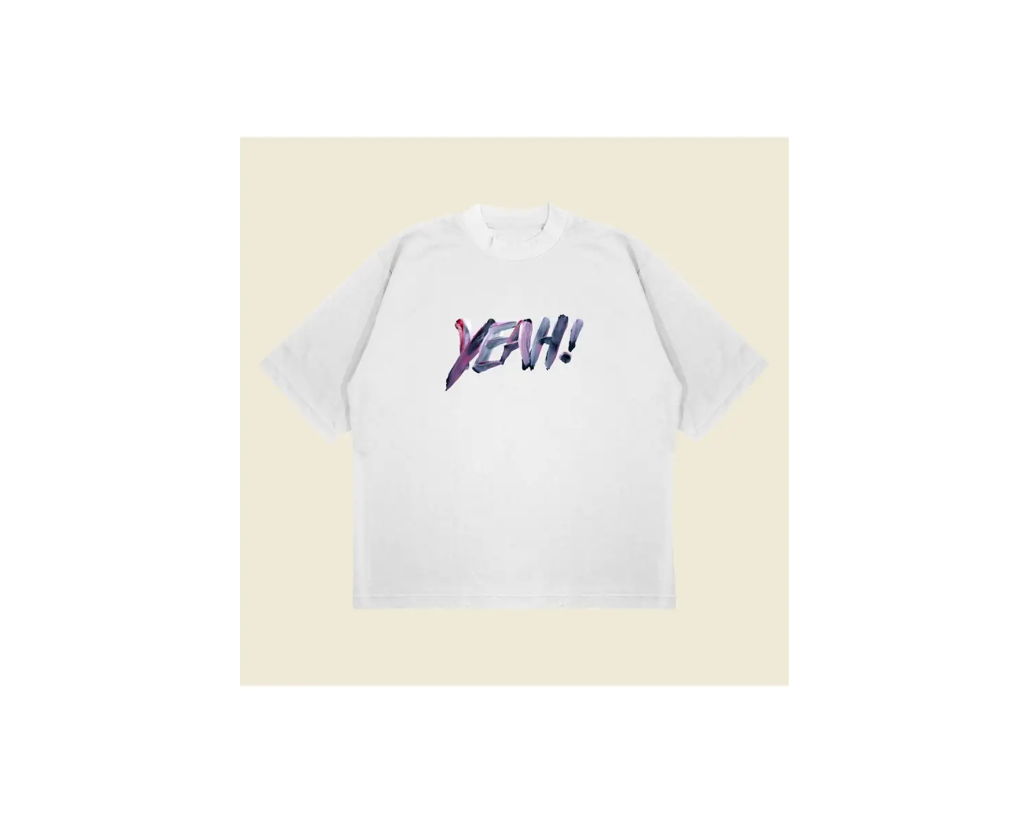 Yeah! Baskılı Oversize Unisex Pamuklu Nefes Alan Kalın Kumaşlı