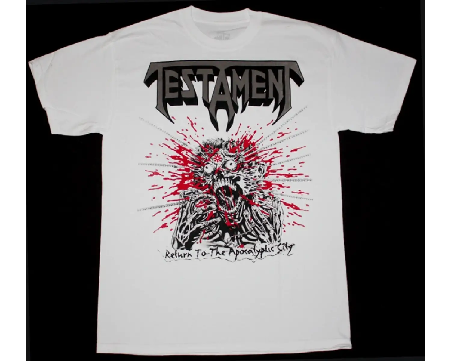 YEAH YEAH YEAHS FANGS AND BONES NEW WHITE T-SHIRT ÖN VE ARAKA BASKILI