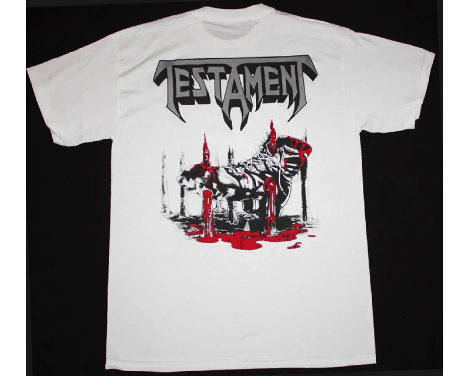 YEAH YEAH YEAHS FANGS AND BONES NEW WHITE T-SHIRT ÖN VE ARAKA BASKILI